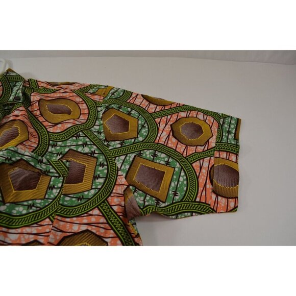 Vintage Handmade Loud Pattern Button Shirt Island Tiki Scale Geometric BIG TALL - Picture 5 of 10